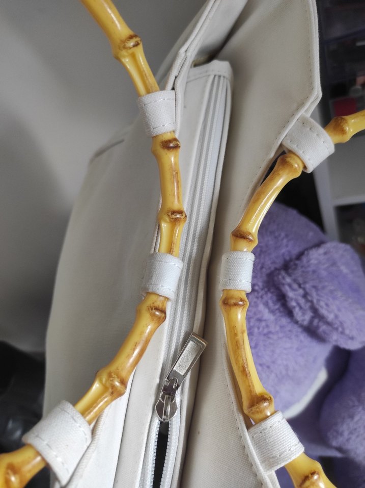 Beyaz İşlemeli Boncuklu Kadın Çanta el kol vintage - Görsel 4