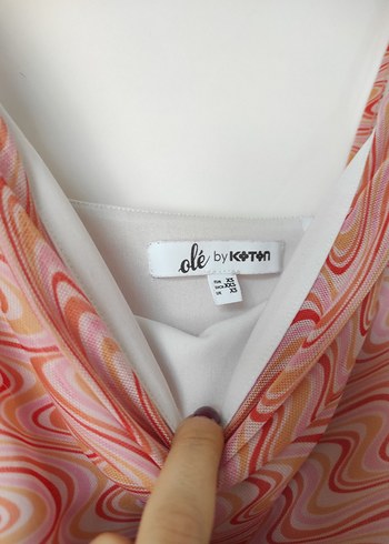 Pembe Bağlamalı şifon askılı elbise desenli - Görsel 5