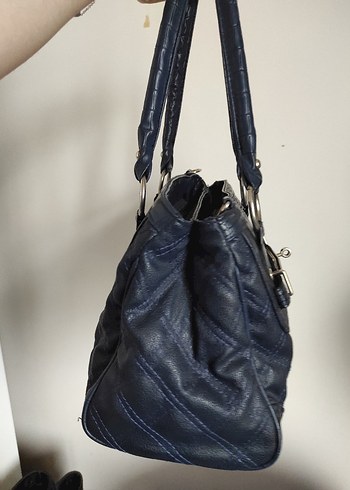Lacivert Deri Desenli Kadın Çanta vintage y2k kol omuz - Görsel 6