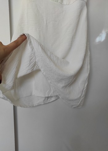 Beyaz mini prenses madonna yaka Elbise - Görsel 4