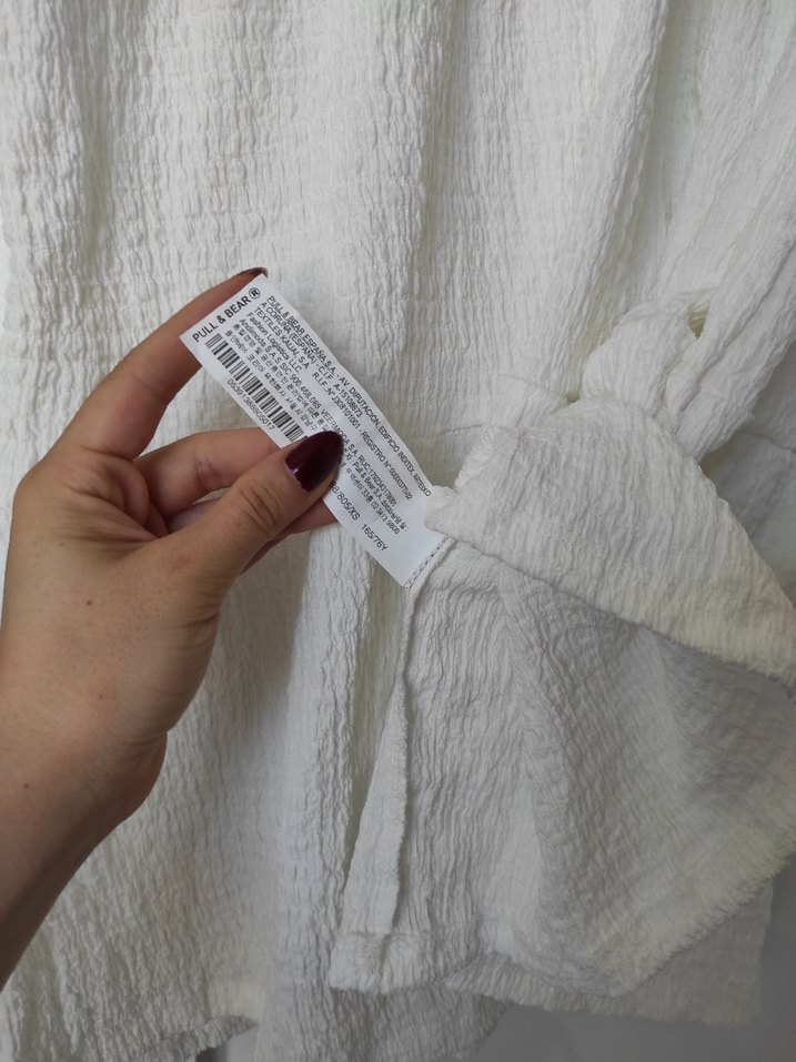 Kadın Beyaz V Yakalı Mini Elbise plaj - Görsel 3