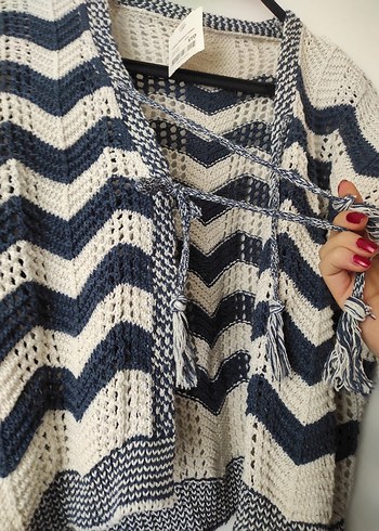 Bohem zikzak Örgü Hırka vintage - Görsel 2