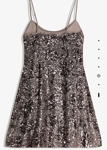 pul payetli Parlak Mini Elbise askılı gece elbisesi - Görsel 4