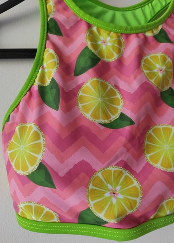 Renkli limon Desenli Spor üst büstiyer pedli - Görsel 3