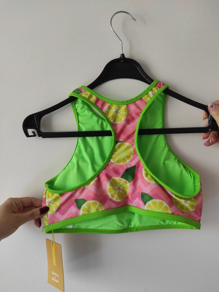 Renkli limon Desenli Spor üst büstiyer pedli - Görsel 2