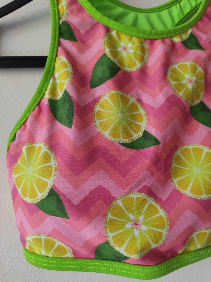 Renkli limon Desenli Spor üst büstiyer pedli - Görsel 3
