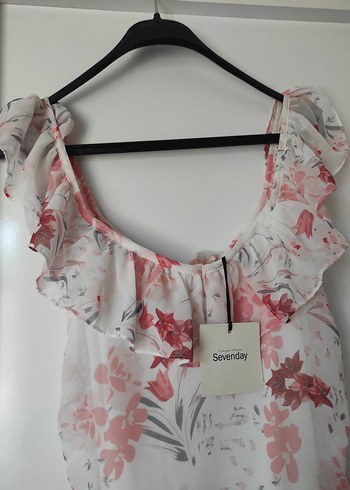 Çiçek Desenli Mini Fırfırlı Elbise - Görsel 2