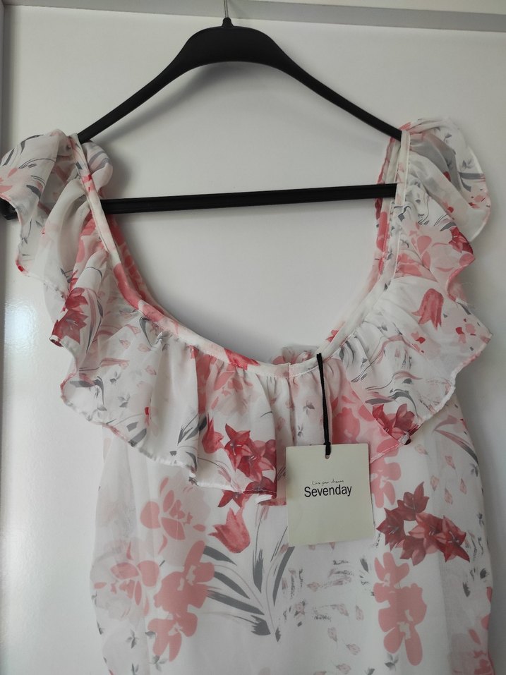 Çiçek Desenli Mini Fırfırlı Elbise - Görsel 2