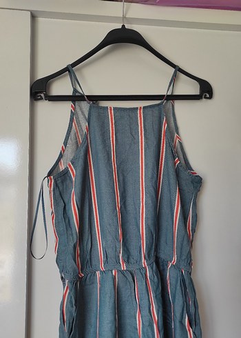 Çizgili Kumaşlı Kadın Tulum halter - Görsel 2