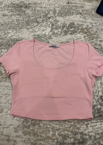 Defacto Pudra Pembe Kisa Kollu Crop Bluz