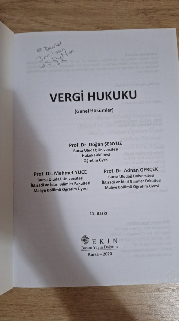 Vergi Hukuku Genel Hükümler Kitabı 2020 - Görsel 2