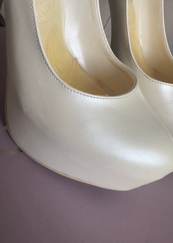 13cm gelin topuklu ayakkabı krem rengi - Görsel 4