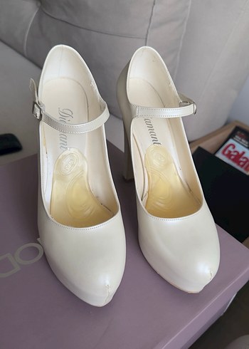 13cm gelin topuklu ayakkabı krem rengi - Görsel 5