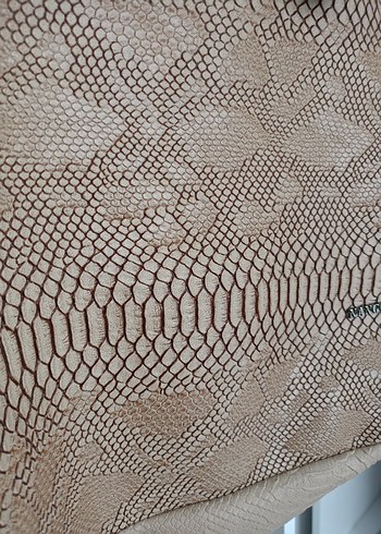 Kadın Deri Yılan Desenli Fermuarlı Çanta - Görsel 5