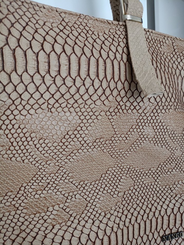 Kadın Deri Yılan Desenli Fermuarlı Çanta - Görsel 4