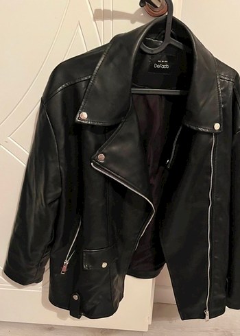 Defacto Siyah Deri Biker Ceket Defacto