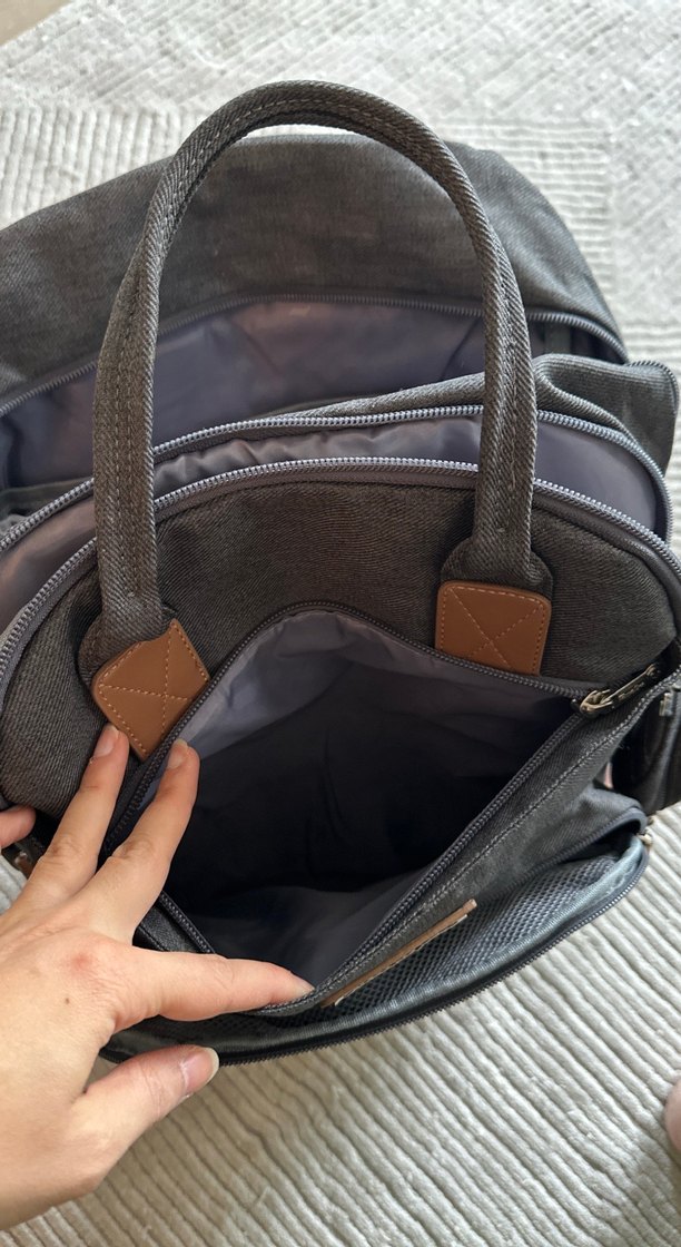 Anne Bebek Çantası Gri Renkli Termal Bölmeli - Görsel 5