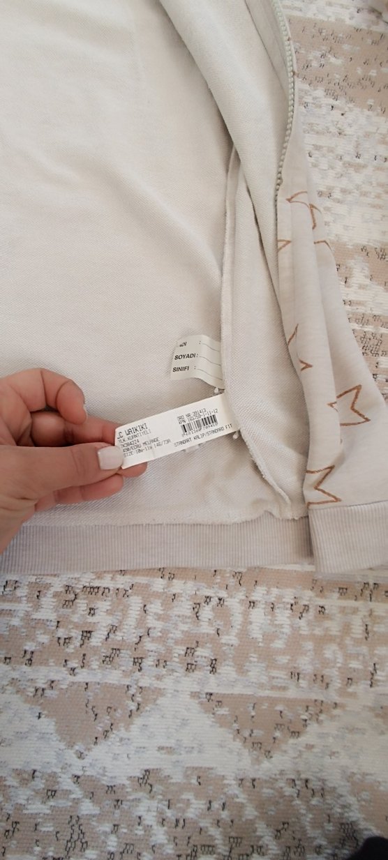 Kız Çocuk Kapüşonlu Yıldız Desenli Bej Yelek - Görsel 3