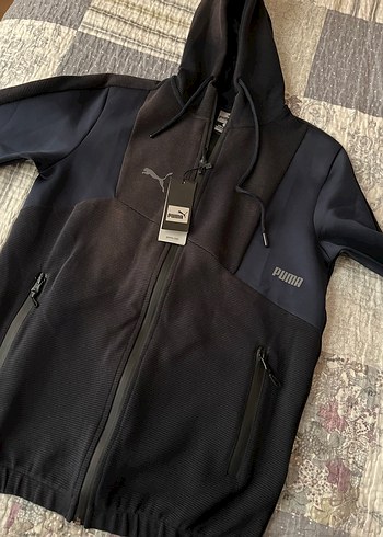 Erkek Siyah Kapüşonlu Fermuarlı Sweatshirt