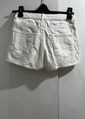 34 Beden Beyaz Mini Pamuklu Kadın Denim Şort