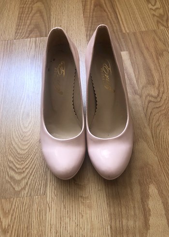 Bej Tokalı Kadın Stiletto Topuklu Ayakkabı
