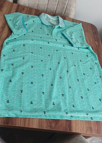 Turkuaz Baskılı Erkek Polo Tişört