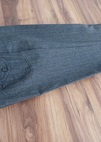 Düğmeli Gri Kadın Denim Pantolon