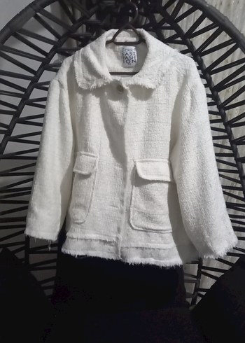 Beyaz Mini Peluş Kadın Ceket