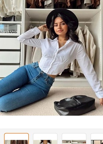 Trendyol & Milla Düğmeli V Yaka Beyaz Kadın Gömlek