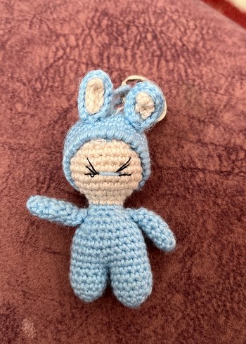 Mavi Örgü Tavşan Anahtarlık amigurumi Oyuncak