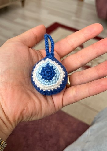 Püsküllü Mavi Bohem Anahtarlık