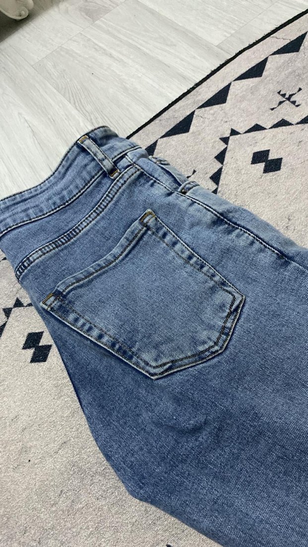 Nakışlı Yırtmaçlı Bohem Kadın Kot Pantolon - Görsel 3