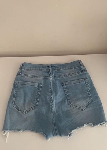 Kadın Mavi Mini Kot Şort - Görsel 2