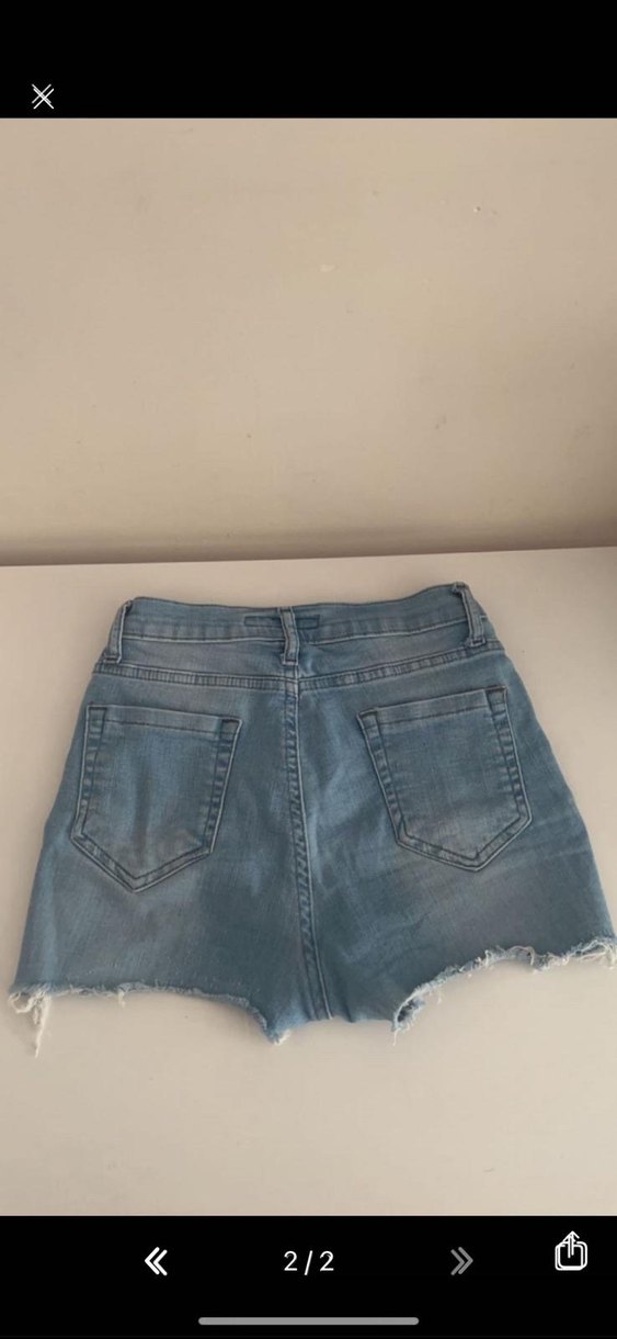 Kadın Mavi Mini Kot Şort - Görsel 2