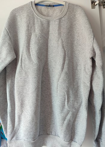 Gri Erkek Bisiklet Yaka Uzun Kollu Sweatshirt