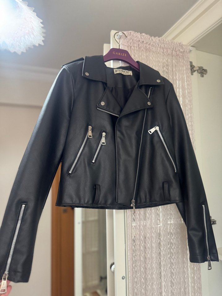 Siyah Deri  Ceket - Görsel 2