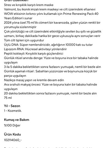 Valmont bakım maskesi - Görsel 2