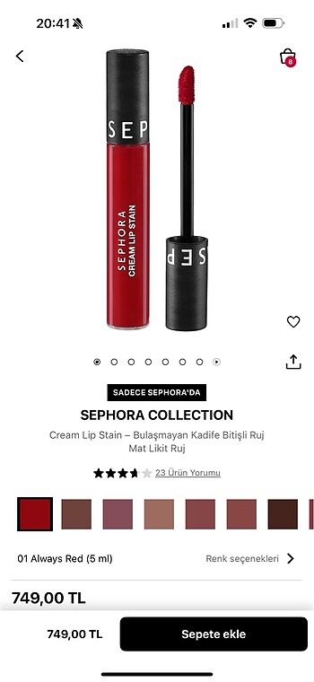 Sephore cream lip stain 01 numara