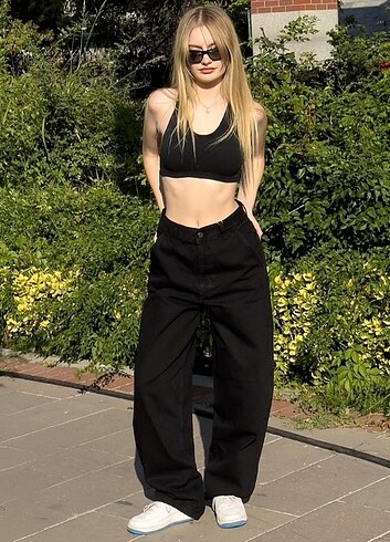 Siyah baggy jean