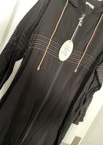 Nakışlı Siyah Uzun Hamile Ceketi - Görsel 3