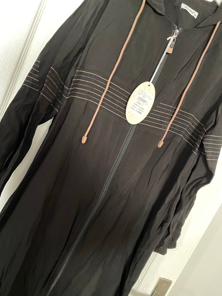 Nakışlı Siyah Uzun Hamile Ceketi - Görsel 3