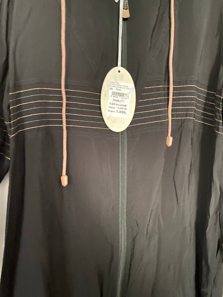 Nakışlı Siyah Uzun Hamile Ceketi - Görsel 2