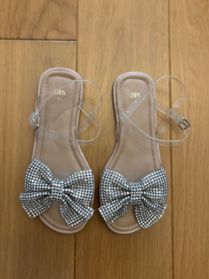 Zara Taşlı Fiyonklu Kız Çocuk Sandaleti - Görsel 2