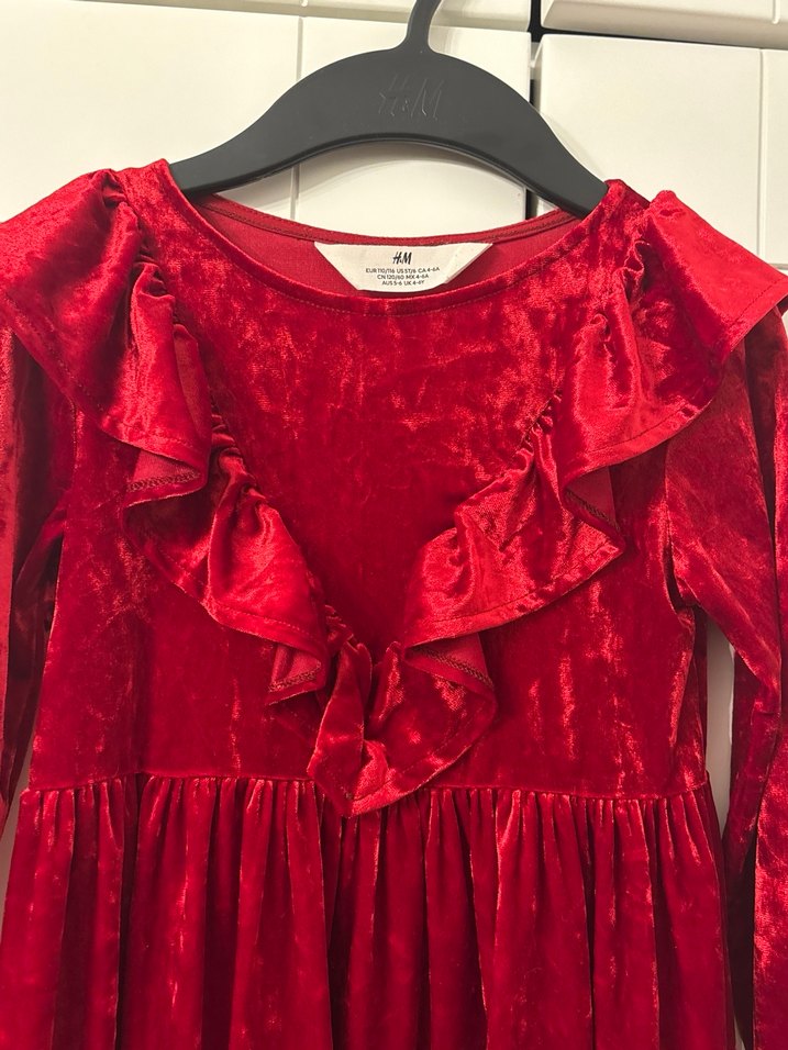 Kız Çocuk Kırmızı Kadife Fırfırlı Elbise - H&M - Görsel 2