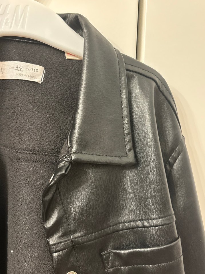 Zara Siyah Deri Çocuk Gömlek / Ceket 4-5 yaş - Görsel 5