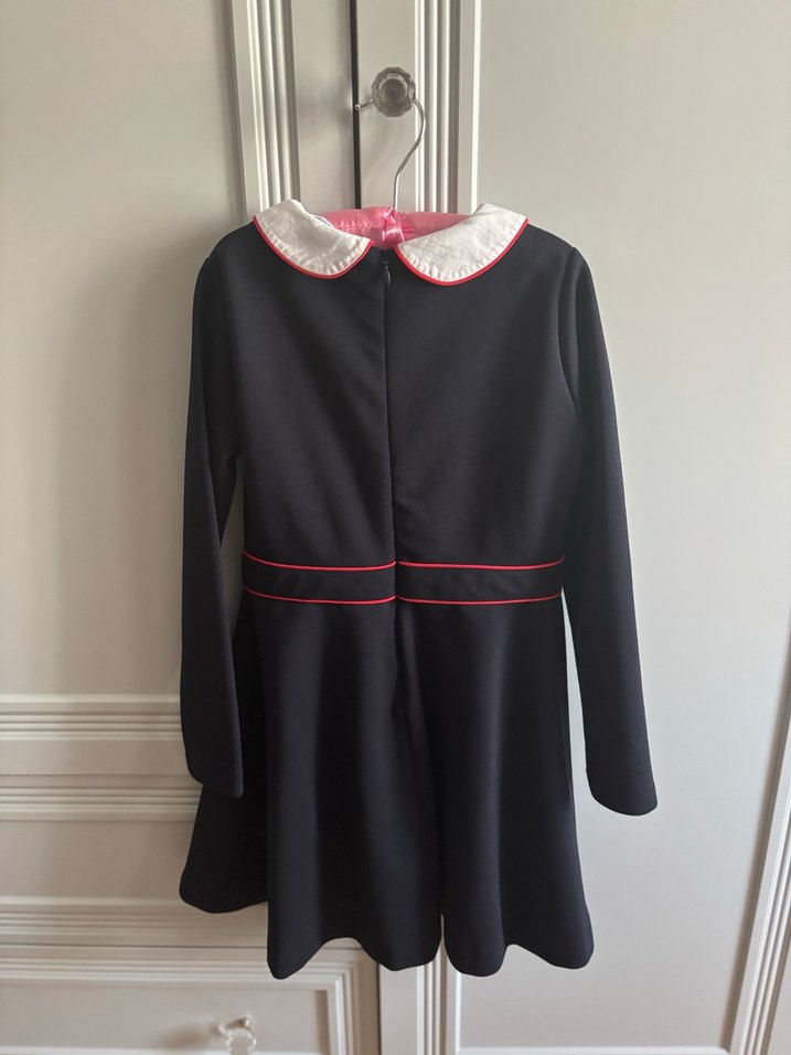 Uzun Kollu Lacivert - fiyonk detaylı Kız Çocuk Elbisesi -Jacadi - Görsel 2