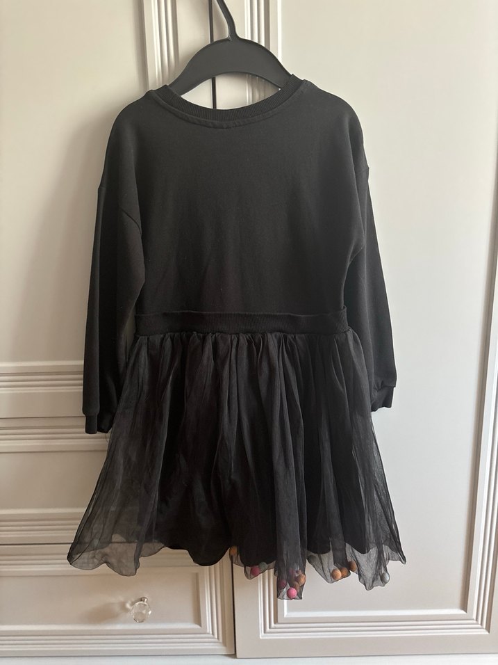 Kız Çocuk Siyah Uzun Kollu Fırfırlı Elbise - LCW - Görsel 4