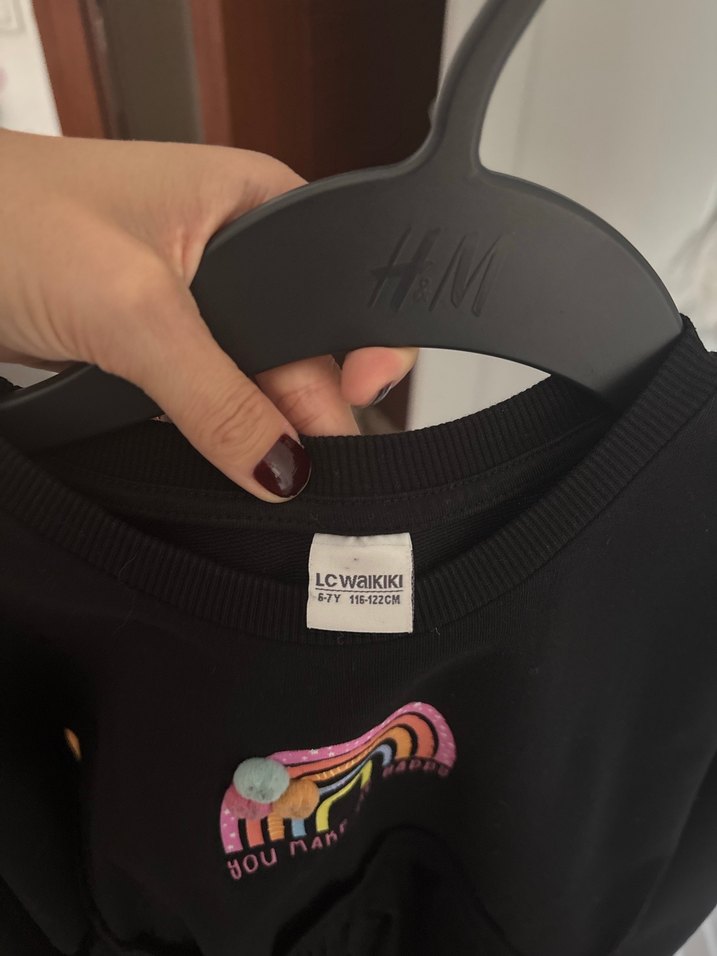 Kız Çocuk Siyah Uzun Kollu Fırfırlı Elbise - LCW - Görsel 5