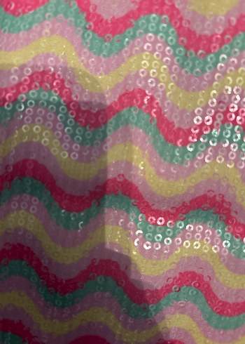 Kız Çocuk Çok Renkli payetli crop & pantolon takım - Görsel 4