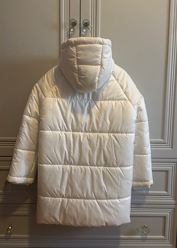 Kız Çocuk Beyaz Fermuarlı Midi Mont - 8 yaş - Görsel 2